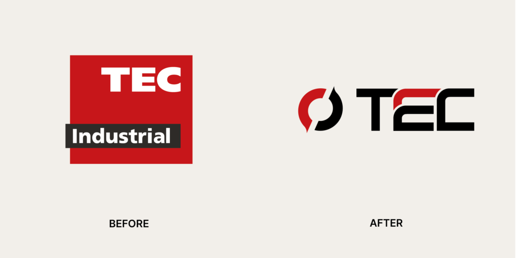 Tec industrial logo before and after.